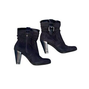 Laura Ashley black suede designer boots. Size 6